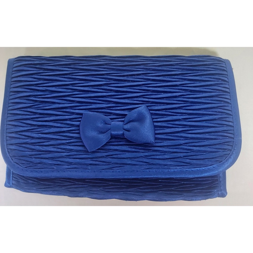 NaRaYa Blue Cosmetic Bag With Bow And Mirror‎ Sophisticated  Preppy Money
